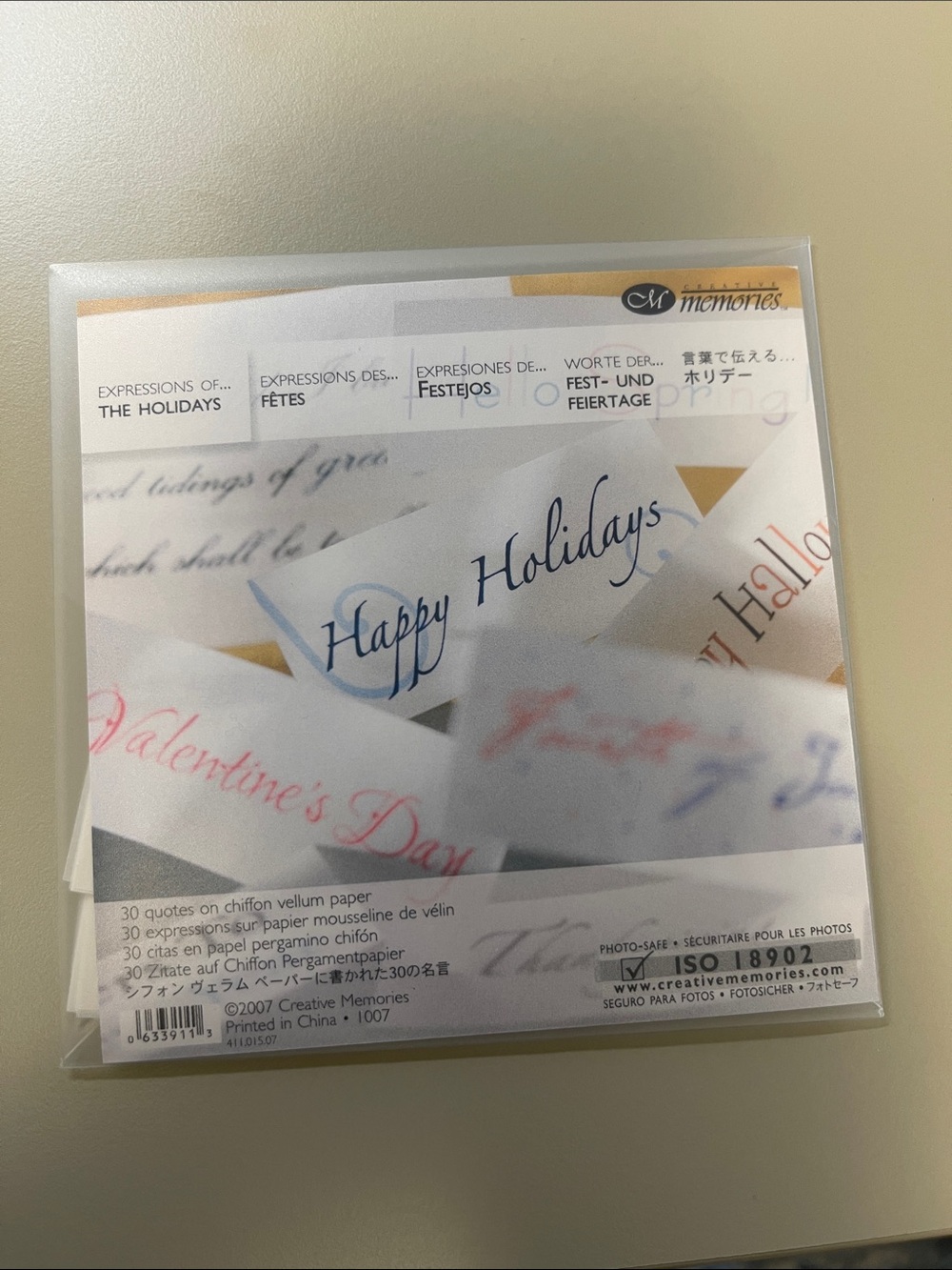 CREATIVE MEMORIES Expressions of…. The Holidays vellum quote pack